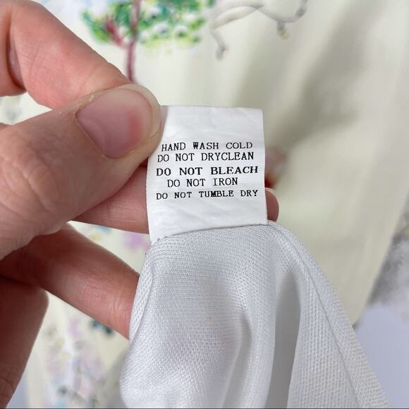 Davi & Dani | Ivory Cream Floral Bell Sleeve Boho Tunic Mini Dress - Picture 10 of 10